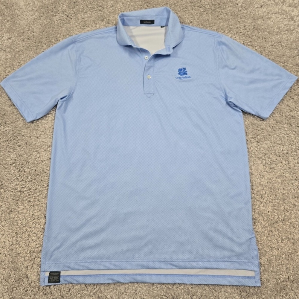 Turtleson Mens Polo Shirt Blue Geometric Short Sleeve Size Large Golf Casual